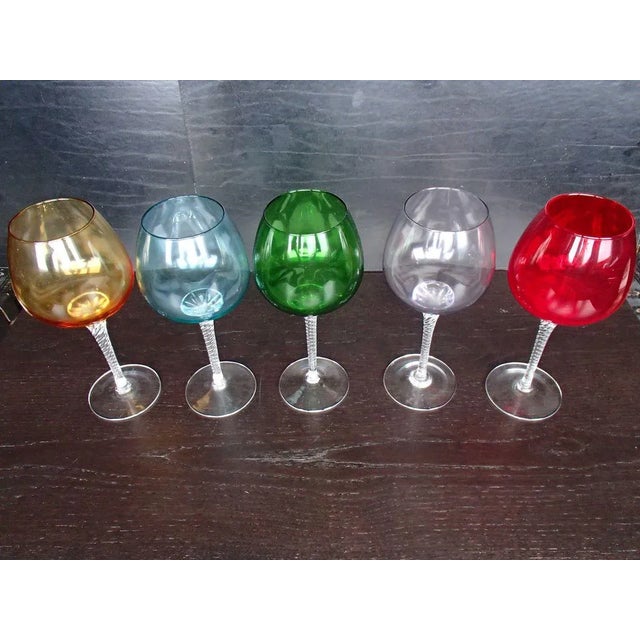 Large Red Wine Glasses from Made Murano Glass, 1950s, Set of 5 For Sale - Image 4 of 12