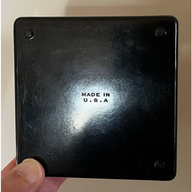 1930's Black Art Deco Desk or Vanity Box With Red Metal Lid Showing a Scottie Dog in Relief For Sale - Image 14 of 14