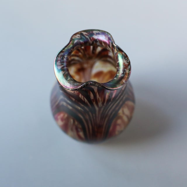 Antique Bohemian Iridescent Art Glass Vase C. 1900 For Sale - Image 13 of 15