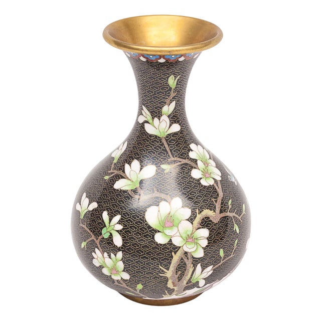 Antique Chinese Enameled Brass Vase, 1890s For Sale