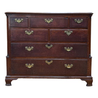Georgian Chest of Drawers in Oak and Brass For Sale
