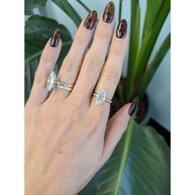 Modern 3Ct Lab-Grown Diamond Ring With Earth-Mined Diamond Accents in Solid 14k Gold, Size 6.75 For Sale - Image 3 of 11