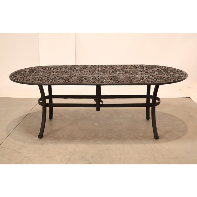 Castelle Cast Aluminum Outdoor Dining Table With Six Chairs Patio Set For Sale - Image 11 of 18