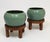 Pair of Vintage Mint Green Ceramic Planters on Wrapped Wood Stands For Sale - Image 9 of 17