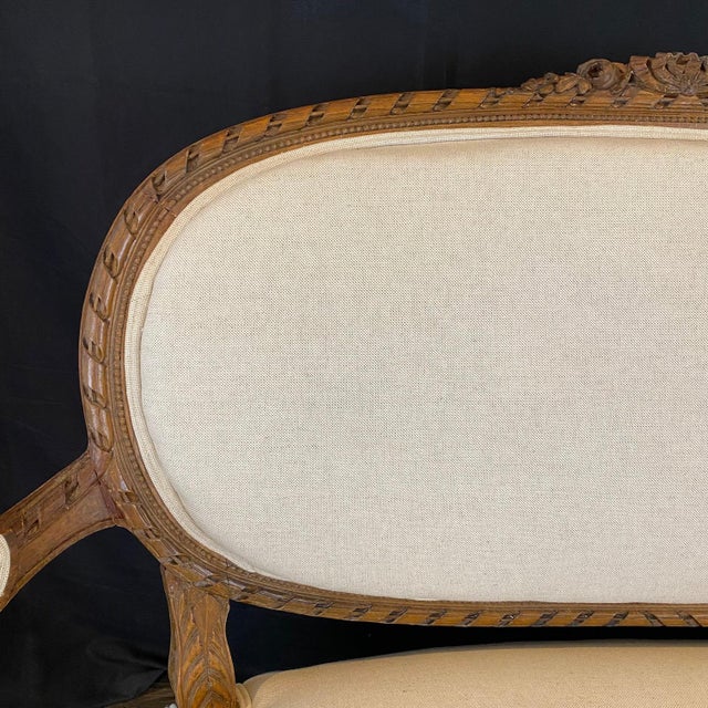 Wood French Carved Walnut 19th Century Louis XVI Sofa, Settee or Loveseat For Sale - Image 7 of 12