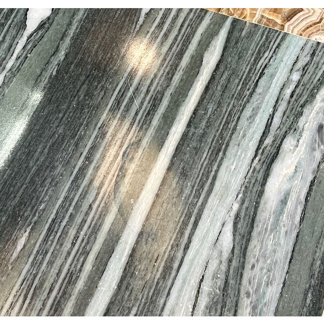 Marble and Onyx Coffee Table. Cast Iron Frame For Sale - Image 13 of 15