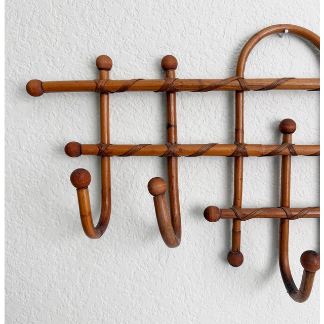 Rustic European Italian Mid 20th C Bamboo & Cane Wall Hooks For Sale - Image 3 of 11