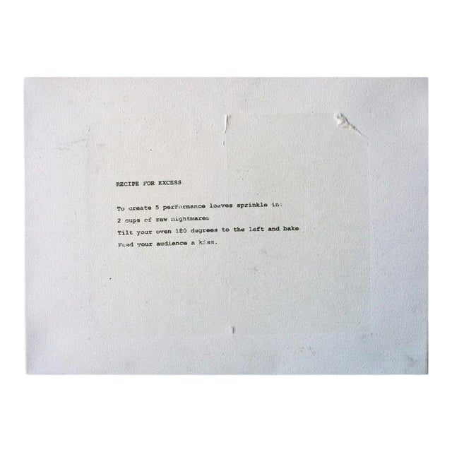 "Recipe for Excess" Contemporary Word Art Monoprint For Sale