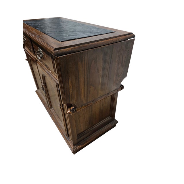 Ethan Allan Charter Oak Jacobean Sideboard Bar Console Server Liquor Cabinet For Sale - Image 18 of 18