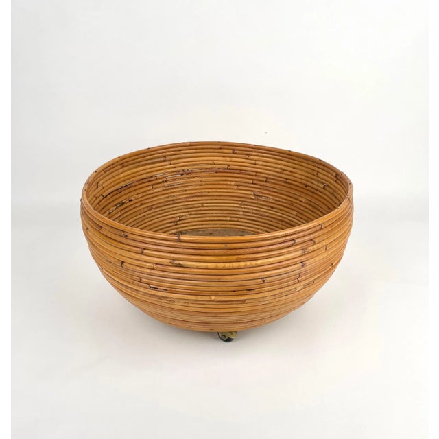 Rattan Round Flower Stand Plant Holder, Italy, 1960s For Sale - Image 6 of 10