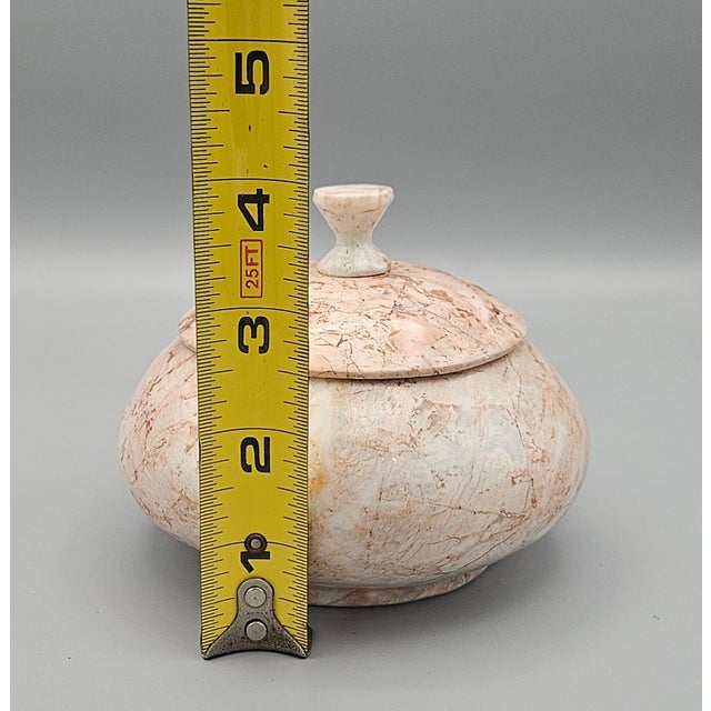Vintage Lidded Pink Blush Solid Marble Vessel Trinket Box Container For Sale In Austin - Image 6 of 9