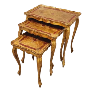 Vintage Italian Florentine Giltwood Nesting Tables-Set of 3