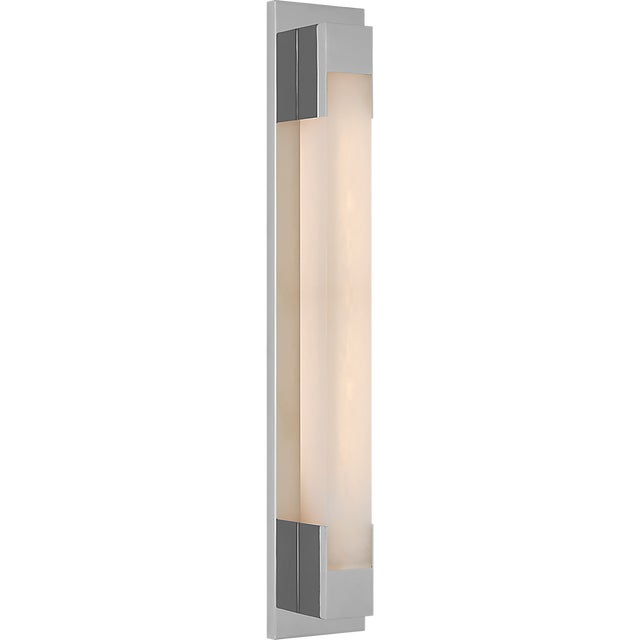 Kelly Wearstler for Visual Comfort Signature Covet 26" Bracketed Bath Light in Polished Nickel with Alabaster For Sale