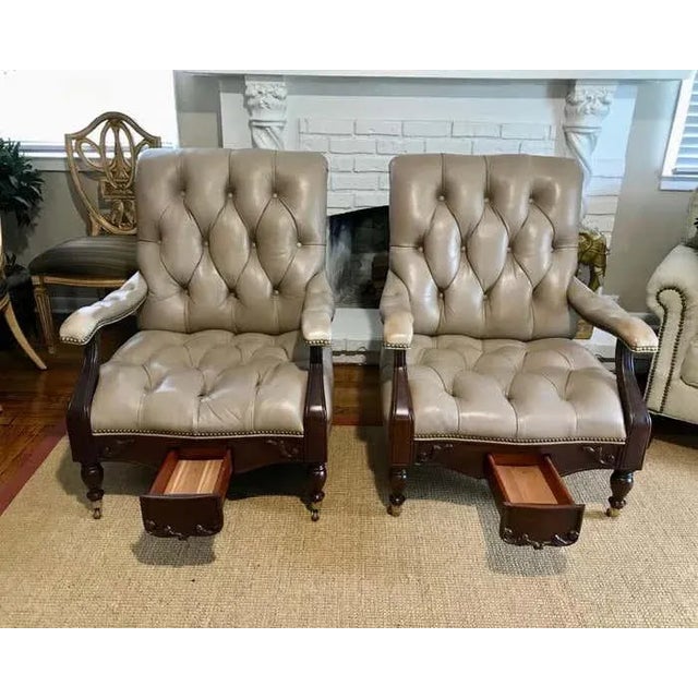 Traditional 1990s Pair of Hancock & Moore Leather Cigar Chairs For Sale - Image 3 of 12