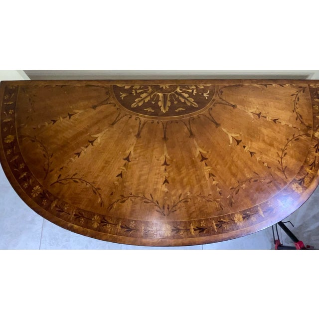 Satinwood Inlaid Demilune Pier Table For Sale - Image 4 of 12