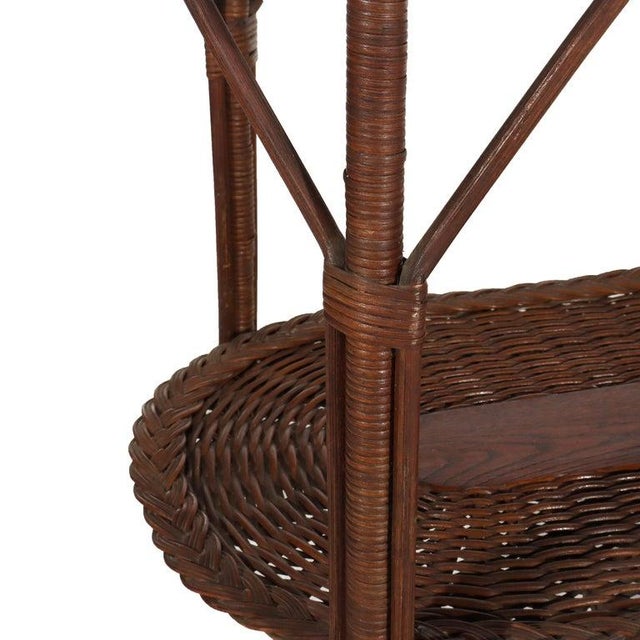 Antique Heywood & Wakefield Arts & Crafts Wicker & Oak Table Signed C1920 For Sale - Image 9 of 16