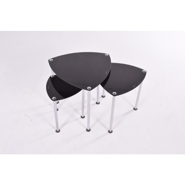 Metal Chrome Plated & Glass Nesting Tables, 1980s, Set of 3 For Sale - Image 7 of 9