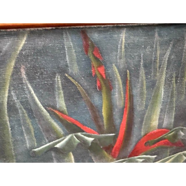 1970s Abstract Lisa Bradshaw 1977 Sci-Fi Modern Umbrella TreesCape Wit Giant Aloe For Sale - Image 5 of 7