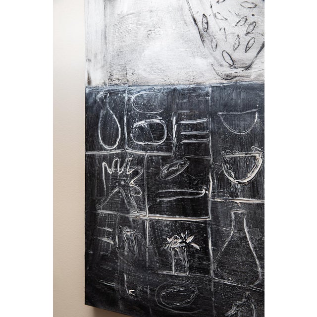 Contemporary Connie Lloveras Black and White Vessel Over Black and White Markings No. 2 For Sale - Image 3 of 6