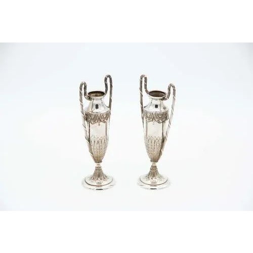 Small Silver Flower Vases with Reliefs, Set of 2 For Sale - Image 4 of 4