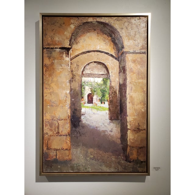 Contemporary Italian Courtyard Archway Original Framed Oil Painting For Sale - Image 9 of 11