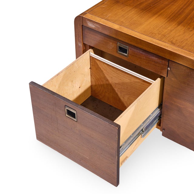 Wood Roger Sprunger for Dunbar Style Mid Century Walnut Waterfall Credenza For Sale - Image 7 of 9