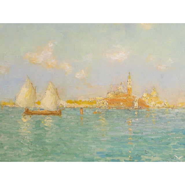 Albert Ferdinand Duprat, View of the Venetian Lagoon, Oil on Canvas For Sale - Image 5 of 8