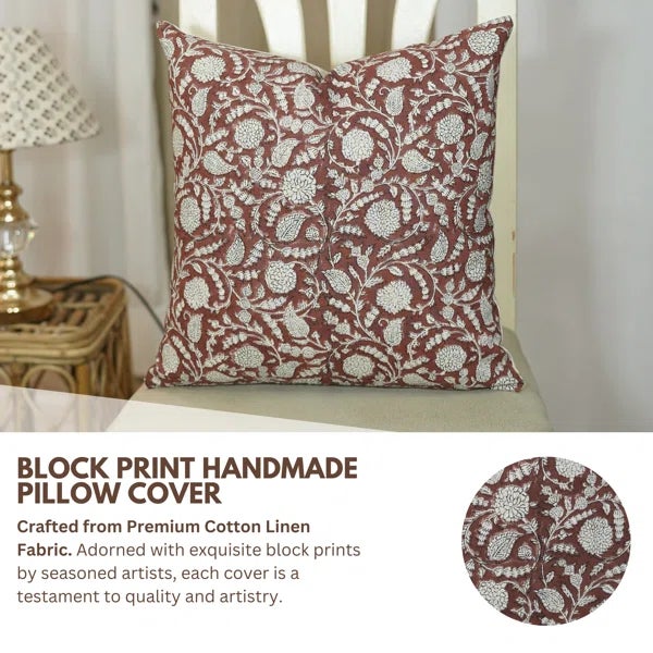 Elevate your space with the timeless charm of the Fabdivine Block Print Cushion Cover in the exquisite Gopi print. Crafted...