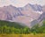 Star Peak by Lorenzo Chavez | Oil Painting of a mountain landscape with trees and peaks. For Sale