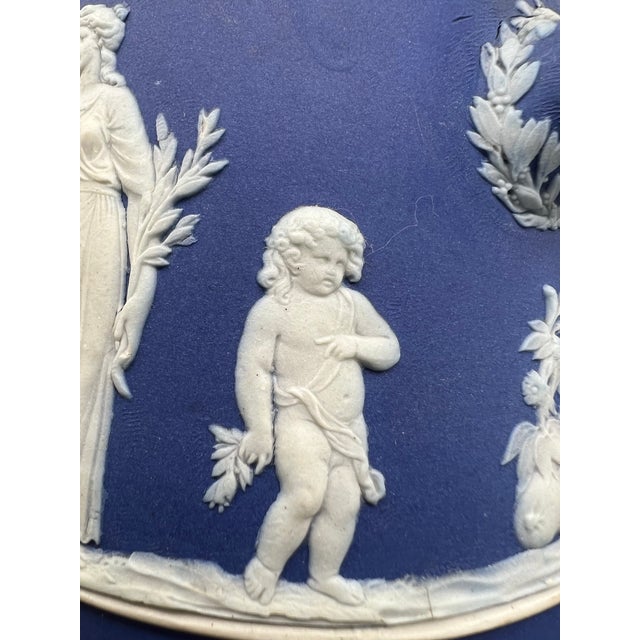 Antique Wedgwood Jasperware Dark Blue Jug Pitcher 1891-1908 For Sale - Image 9 of 12