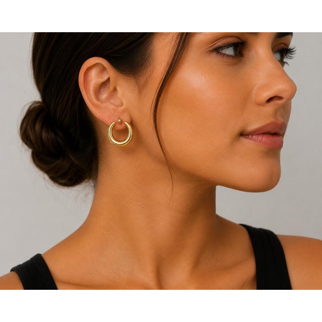 14k Yellow Gold Hoop Earrings. 8.72 grams.