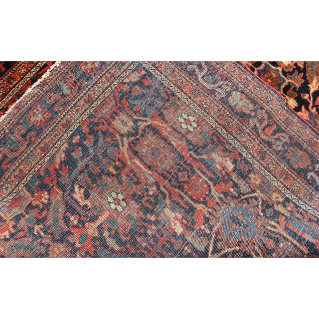 19th Century Antique Faraghan Sarouk With All-Over Design in Navy and Multi Colors For Sale In Atlanta - Image 6 of 8