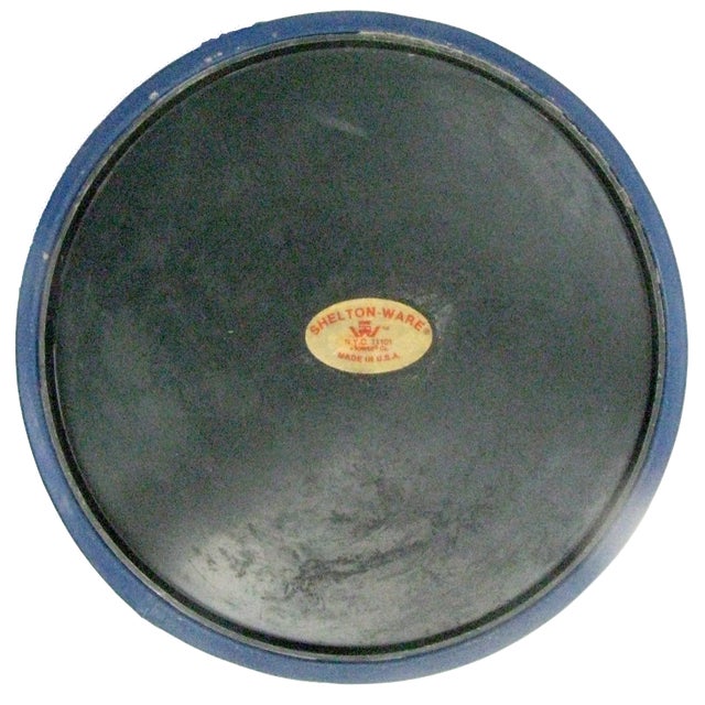 Mid-Century Modern 1960s Blue Patent Leather Look Ice Bucket For Sale - Image 3 of 4