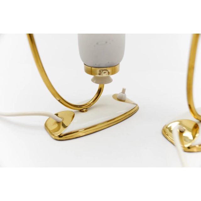 Mid-Century Modern Table Lamps in Brass and Glass, 1950s, Set of 2 For Sale - Image 10 of 12