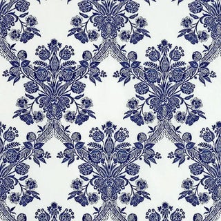 Sample - Schumacher Carolina Fabric in Ultramarine For Sale