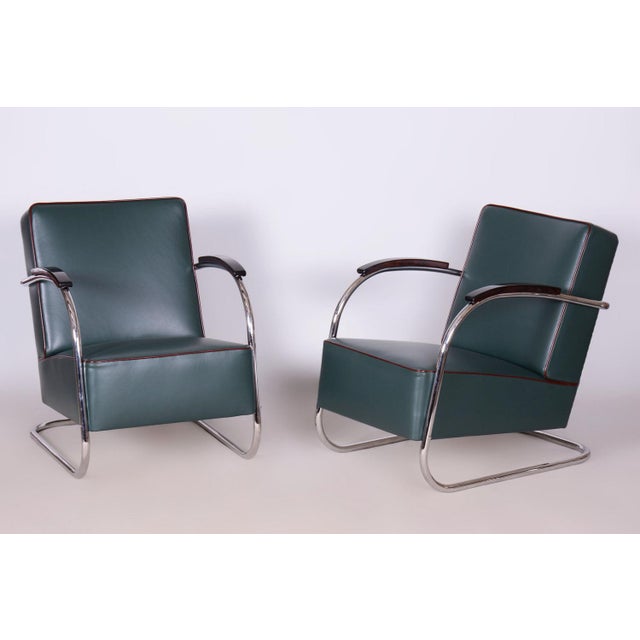 Bauhaus Stool in Chrome & Leather attributed to Robert Slezák, Czech, 1930s For Sale - Image 6 of 18