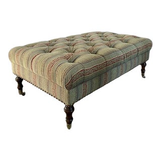 Contemporary Campania Giallo for Edward Ferrell + Lewis Mittman Tufted Ottoman For Sale