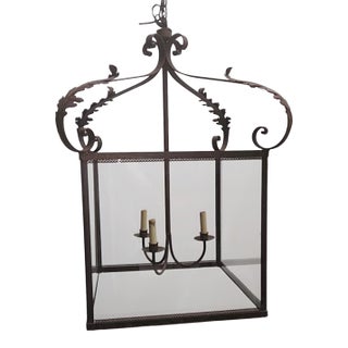 Extra Large Spanish Iron Lantern Chandelier For Sale