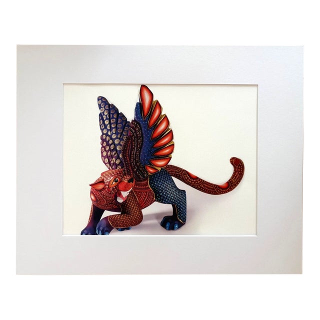 Jaguar Eagle: Ltd Edition Print of Oaxacan Alebrije Wood Carving in 16x20 Mat For Sale