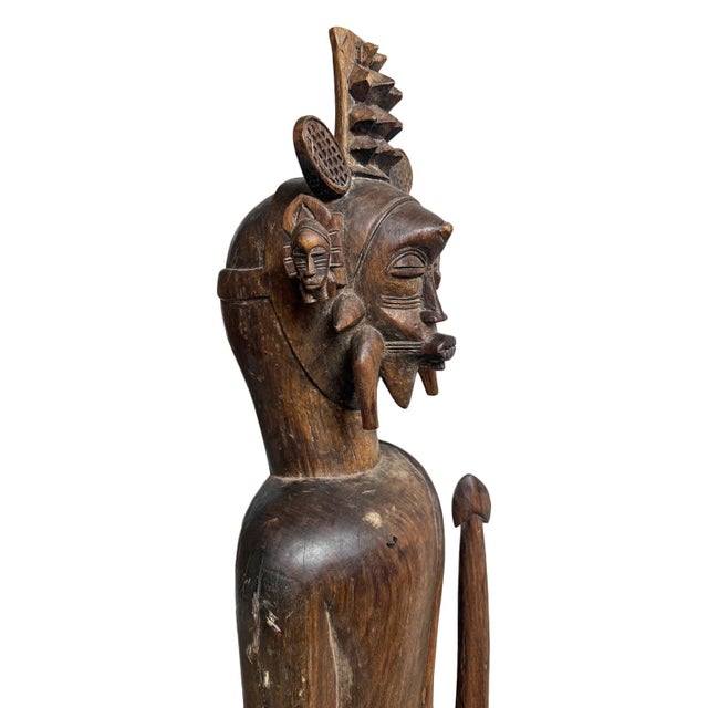 Antique Old Senufo Hunter Figure Sculpture W/Mask For Sale In Los Angeles - Image 6 of 9