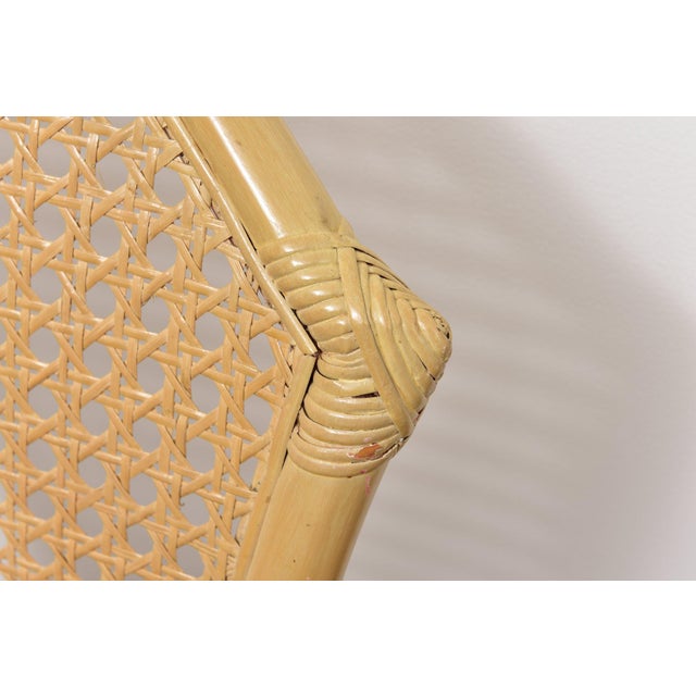 1970s Rattan Cane Back Wood Dining Side Chairs- Set of 4 For Sale - Image 9 of 9