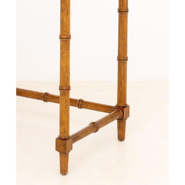 Modern Faux Bamboo Oak Side Table For Sale - Image 4 of 7