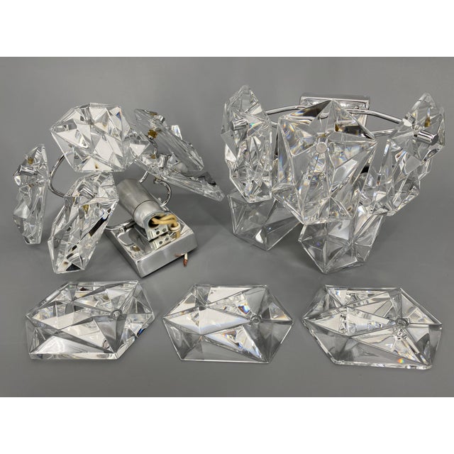 Vintage Wall Lamps in Crystal Glass and Chrome from Kinkeldey, 1970s, Set of 2 For Sale - Image 11 of 13