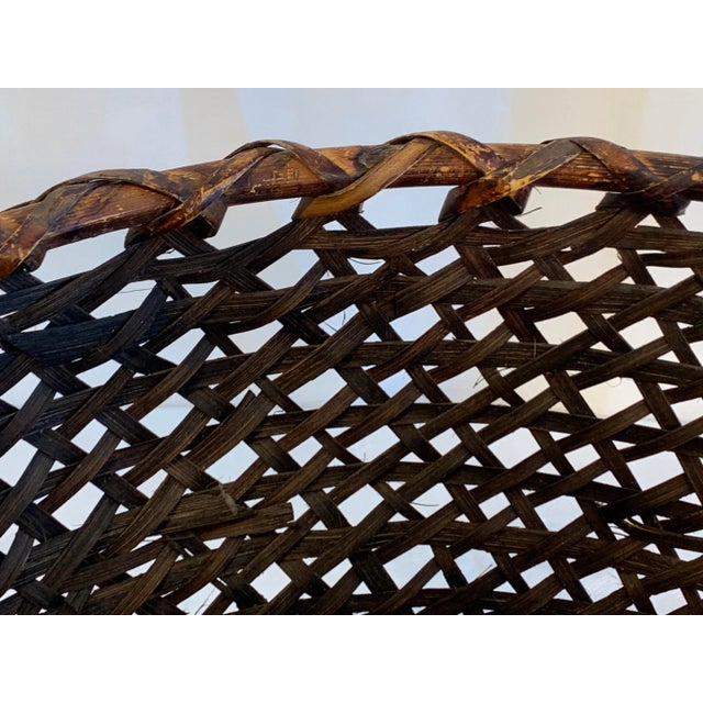 Brown Antique Primitive Gathering Basket For Sale - Image 8 of 11