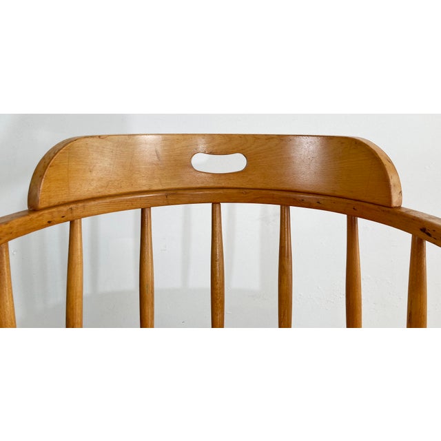 Vintage MCM Wood Bankers Chair For Sale - Image 9 of 12