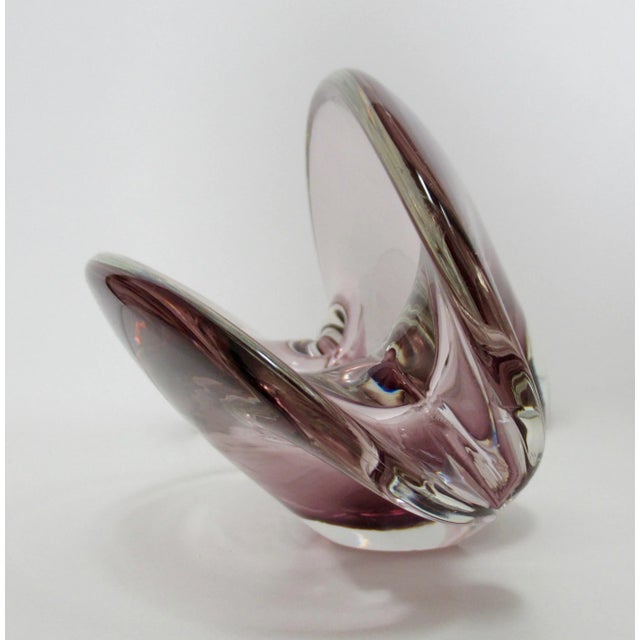 Vintage C1970's Italian Moretti Franco (Signed) Murano 2-Way Positioning, Clam Shell Burgundy Decorative Vessel For Sale In Rochester - Image 6 of 13