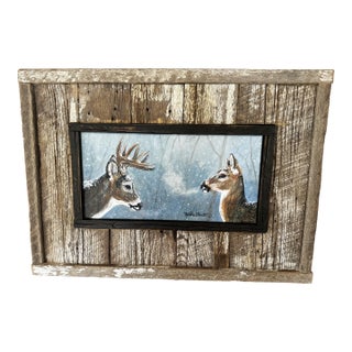 "Winter Romance" Original Acrylic, Willie Britt~ He Vanquished the Other Suitors, and Now He Just Has to Win Her Approval. The Flirting Begins! For Sale