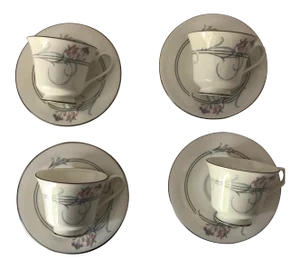 Vintage Royal Doulton Allegro Pattern Cups & Saucers S/4