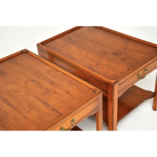 Wood Vintage Georgian Style Side Tables in Yew Wood, 1950, Set of 2 For Sale - Image 7 of 13