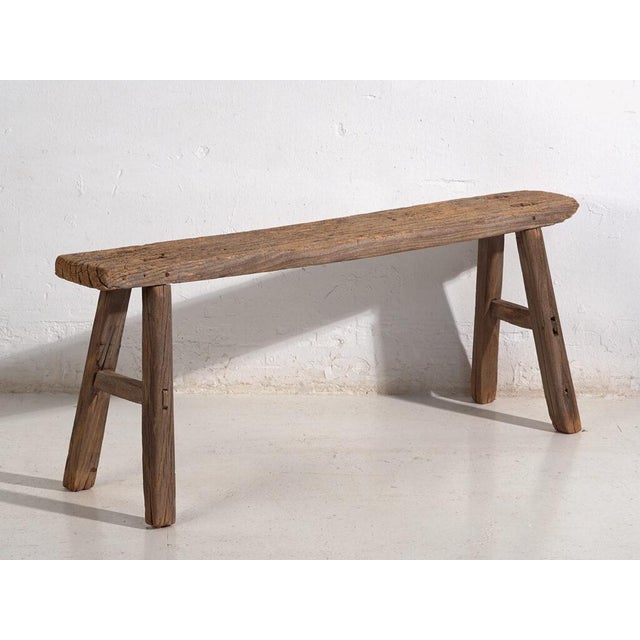 Antique Oriental Wooden Bench For Sale - Image 9 of 9